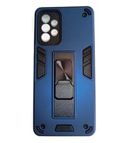 Samsung Galaxy A72 Uyumlu Tank Zırh Kılıf Standlı Metal Manyetik Tutucu (Lacivert)