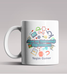 Kişiye Özel Fen ve Teknoloji Öğretmeni Tasarım Beyaz Renk Kupa