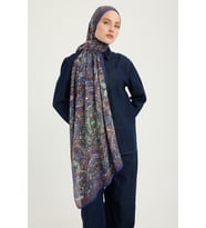 Schaless Ebedi Saraylar - Vizon - Vierra Desenli Viskon Şal - 70x190 Cm (A.INDIGO)