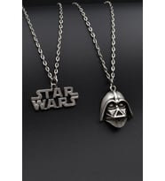 2'li Star Wars - Darth Vader Erkek Kadın Kolye Seti 925 Ayar Gümüş Kaplama
