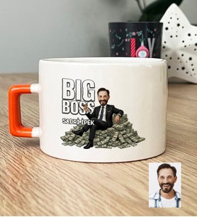 Kişiye Özel Karikatürlü Erkek Patron Lüks Fincan Doğum Günü Hediyesi