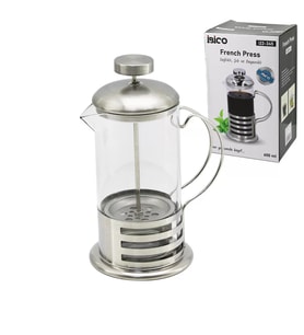 FRENCH PRESS METAL KAFES - METAL KAPAK 600ML CAM BİTKİ SÜZGEÇİ (5343)