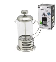 FRENCH PRESS METAL KAFES - METAL KAPAK 600ML CAM BİTKİ SÜZGEÇİ (5343)