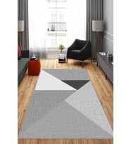 Gri Kaymaz Tabanlı Geometrik Desenli Mutfak Halısı AR1294