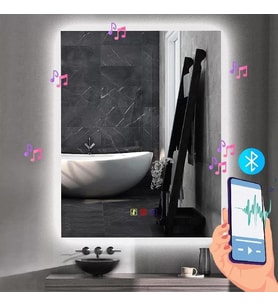 50x70(h) cm Bluetoothlu Buğu Çözücülü Dokunmatik Işıklı Ledli Banyo Aynası