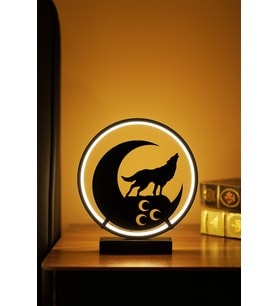 Türk Motifli Metal LED Masa Lambası, Dekoratif ve Işıklı Gece Lambası (Krem)