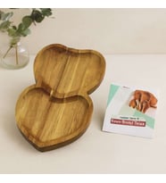 Akasya Kalpli 2 Bölmeli Ahşap Servis Tepsisi 25x14x1.4 cm