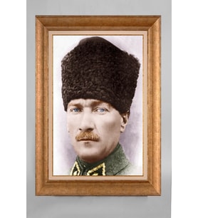 Altın Varaklı Paspartulu Çerçeveli Atatürk Tablo sd411