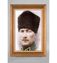 Altın Varaklı Paspartulu Çerçeveli Atatürk Tablo sd411