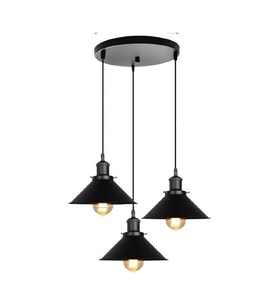 Dylight Retro Metal Siyah Üçlü Sarkıt Avize çap:30cm