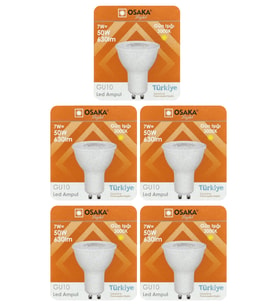 (5 Adet) Osaka 7W (50W) Sarı Işık (3000K) GU10 Duylu Led Spot Ampul