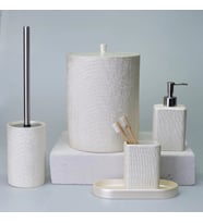 By Selim Linen İnci 5 Parça Polyester Banyo Seti