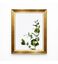Tablore Altın Çerçeveli Botanik Yeşil Yaprak Okaliptüs Dalı Minimalist Duvar Tablosu