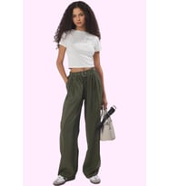Kadın Geniş Paça Wide Leg Pantolon Kemerli Yazlık Günlük Kullanım Yaz Aylarının Vazgeçilmezi (Haki)