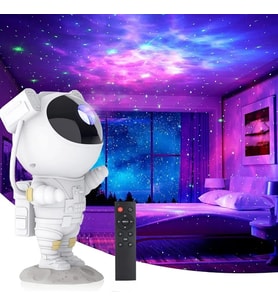 Astronot Projektör - Yıldızlı Gökyüzü Gece Lambası, LED Projeksiyon Ambiyans ve Dekoratif Oda Lamba