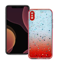 Apple iPhone X / XS Simli Şeffaf Sert Slikon Kılıf (Kırmızı)