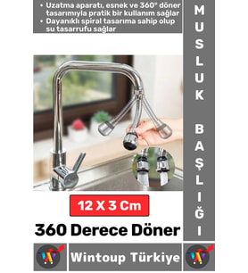 Premium 360 Derece Dönebilen Su Tasarruflu 2 Modlu Hortumlu Dayanıklı Spiral Esnek Musluk Başlığı
