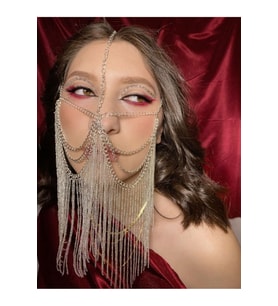 Zincir Peçe, Kadın Dans Dansçı Dansöz Oryantal Maske (Gümüş)