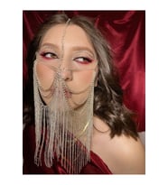 Zincir Peçe, Kadın Dans Dansçı Dansöz Oryantal Maske (Gümüş)