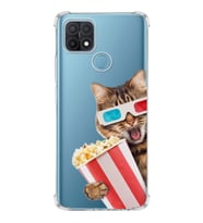 PrintiFy Oppo A15S Uyumlu Kedi 1 Baskılı Şeffaf Köşe Korumalı Antişok Kılıf