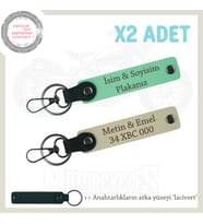 İsim Plaka Yazılı x2 Anahtarlık Set Taksi Şoförüne, Kurye’ye, Sürücüye Hediye, Yeşil-S Kahve-Laci