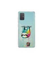 Samsung Galaxy A71 ile Uyumlu Splash Tembel Hayvan Tasarımlı Şeffaf Silikon Kılıf
