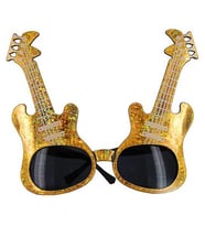 Altın Renk Rockn Roll Gitar Şekilli Parti Gözlüğü 15x15 cm (4767)