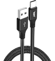 USB to Type-C 2.4A 1.2M Örgülü Data ve Şarj Kablosu (Siyah)