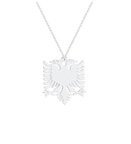 Arnavutluk Bayrağı Model Gümüş Kolye (Gümüş)