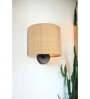 HASIR RATTAN ABAJURLU OVAL APLİK
