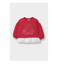 Defacto Oversize Çiçekli Kırmızı Kız Bebek Sweatshirt G7417A5/RD345