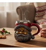 3D Noel Baba Figürlü Dekoratif Kupa Bardak – Özel Tasarım Yılbaşı Temalı Kahve Kupası