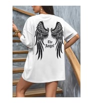 Baskılı Oversize Bisiklet Yaka T-shirt - Beyaz