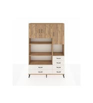 Arges Dolap 9 Raflı 6 Çekmeceli 3 Kapaklı 132x30x195 Çam-Çam/Aytaşı