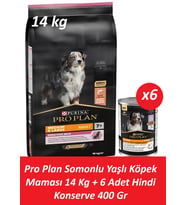 Pro Plan Somonlu Yaşlı Köpek Maması 14 Kg + 6 Adet Hindi Konserve 400 Gr
