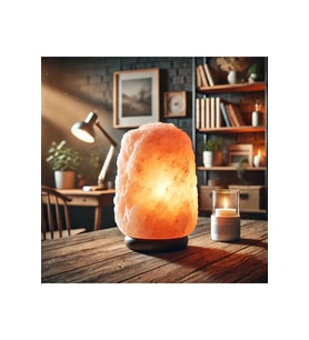Doğal Himalaya Tuz Lambası 2-3 Kg, Dekoratif Masaüstü Aydınlatma (Krem)