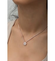 925 Ayar Gümüş Rose Çiçek Model Suyolu Kolye