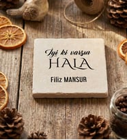 Kişiye Özel Halaya Hediye Bardak Altlığı Anneler Günü Hediyesi (Krem)