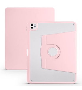 Apple iPad Pro 13 2025 M5 Uyumlu Kılıf Zore Termik Kalem Bölmeli Dönebilen Standlı Kılıf (Pembe)