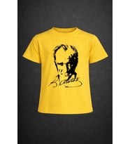 Erkek-Kız Çocuk ATATÜRK Baskılı Kısa Kollu T-Shirt 23 Nisan-10 Kasım-19 Ekim-Özel Bayramlar