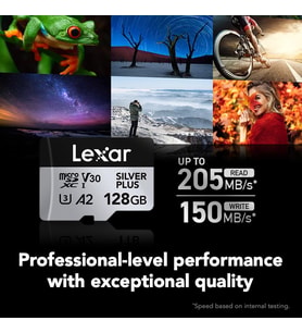 Lexar 128 Gb Profesyonel Gümüş Artı Mikro Sd Kart, Uhs-I, C10, U3, V30, Full Hd Ve 4K, 205/150 Mb/S' (Çok Renkli)