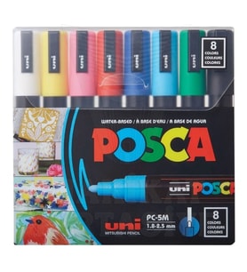 Uniball Posca Su Bazlı Markör Kalem Seti 0.9-1.3 Ana Renkler 8Li