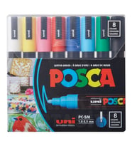 Uniball Posca Su Bazlı Markör Kalem Seti 0.9-1.3 Ana Renkler 8Li