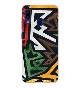 Samsung Galaxy M10s Kapak  Soyut Grafiti Tasarımlı Şeffaf Silikon Kılıf