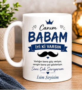 Kişiye Özel Canım Babam Kupa Bardak – İsim Baskılı Babalar Günü Hediyesi