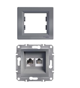 SCHNEİDER ASFORA ÇELİK RJ-11+RJ45 (CAT-3+CAT-6) ÇERÇEVELİ