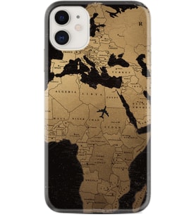 Apple iPhone 11 12 13 Mini Kılıf Desemli Silikon Map Planet 1656