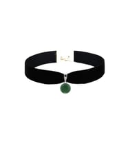 Yeşim Taşı Doğal Taş Kadın Siyah Kadife Choker Kolye