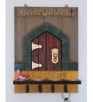 Alice in Wonderland Anahtar Tutucu, Duvar Objesi, El Yapımı Duvar Dekoru (Çok Renkli)
