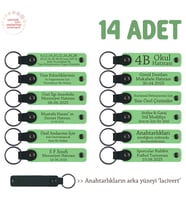 Kardeşlerden Anneye Vefa Hediyesi, 14'lü Takım, Kişiye Özel Yazılı Deri Anahtarlık, F Yeşil & Laci (Fıstık Yeşili)